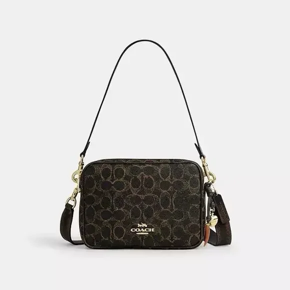 NWT Coach Carey Crossbody Bag Signature Canvas Leather Charms CEK68 Gold Brown - Picture 9 of 10